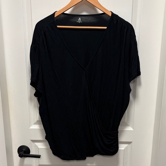 Able Tops - Able Black Wrap-Style V-Neck Blouse